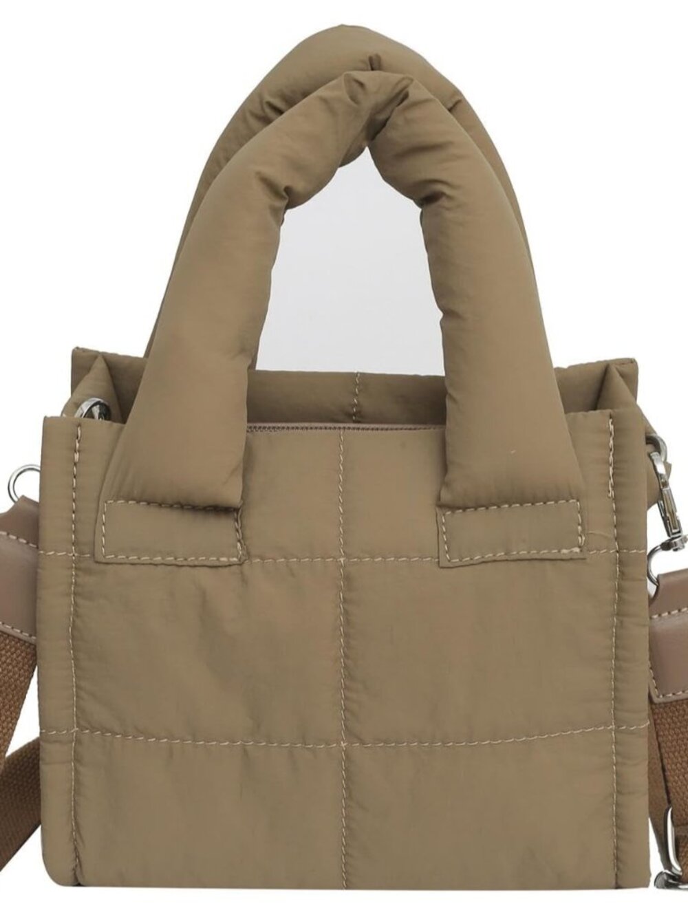 Small Puffer Tote Bag for Women Handbag, Quilted Nylon Shoulder Crossbody Puffy